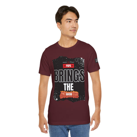 Funny Dad Joke Short Sleeve Tee, Papa Brings the Bacon