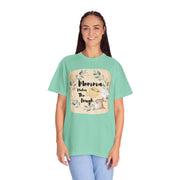 Unisex garment-dyed T-shirt with "Momma Makes The Dough" print, perfect for baking enthusiasts.
