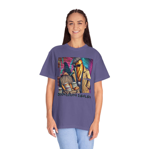 Unisex Sourdough Dealer T-Shirt featuring vibrant artwork and playful design.