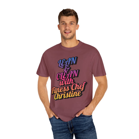 Unisex Garment-Dyed T-shirt with motivational "Lean & Clean" design, perfect for fitness enthusiasts.