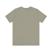 Unisex olive green jersey short sleeve t-shirt, back view, ideal for the F.I.R.E. Movement.