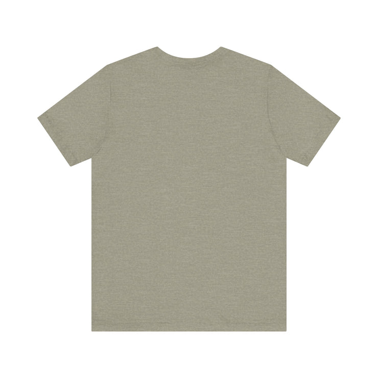 Unisex olive green jersey short sleeve t-shirt, back view, ideal for the F.I.R.E. Movement.