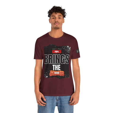 Funny Dad Joke Short Sleeve Tee, Papa Brings the Bacon