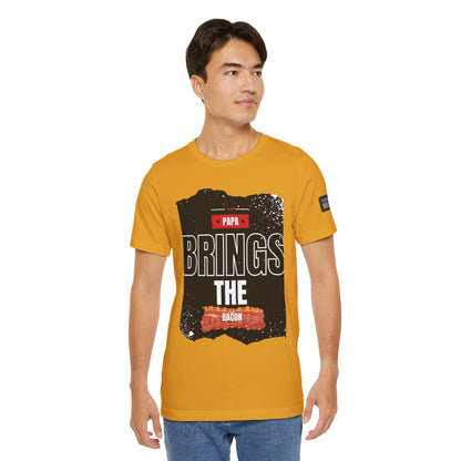 Funny Dad Joke Short Sleeve Tee, Papa Brings the Bacon