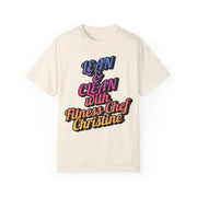 Unisex garment-dyed T-shirt with "Lean & Clean with Fitness Chef Christine" print in multiple colors.