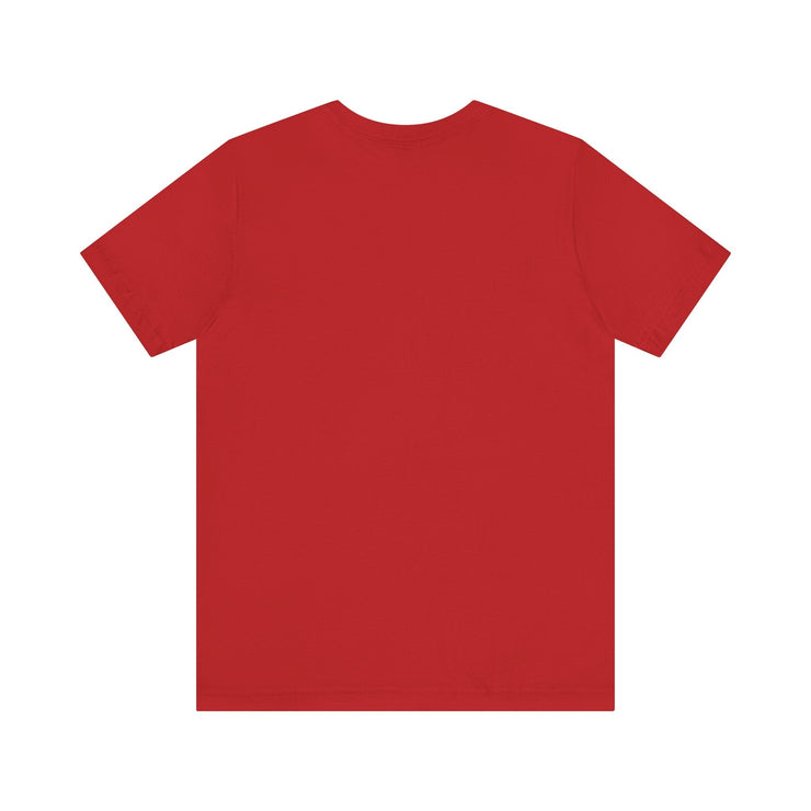 Red "I Am On F.I.R.E." motivational unisex t-shirt, featuring a vibrant design promoting the F.I.R.E. Movement.