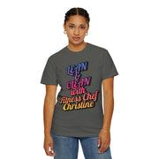 Unisex Garment-Dyed T-shirt with Lean & Clean design on person