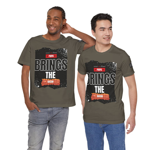 Funny Dad Joke Short Sleeve Tee, Papa Brings the Bacon