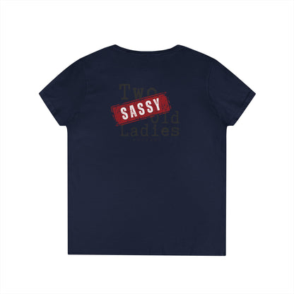 Sassy Ladies' V-Neck T-Shirt, Funny Tee, Gifts for Friends, Birthday Shirt, Retro Vibe, Mother's Day Gift