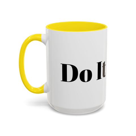 Motivational Accent Coffee Mug with "Do It Today" text, featuring vibrant yellow handle and interior.