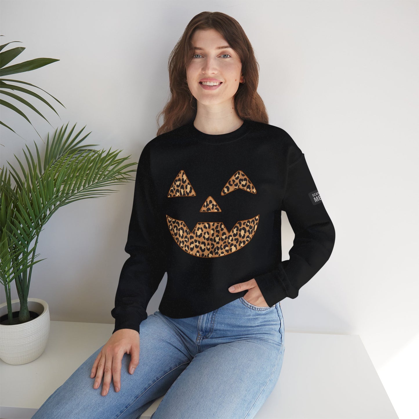 Leopard Print Jack-O'-Lantern Sweatshirt