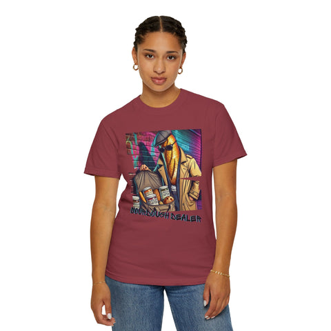 Unisex Sourdough Dealer T-Shirt featuring a vibrant design, available in sizes S to 4XL.