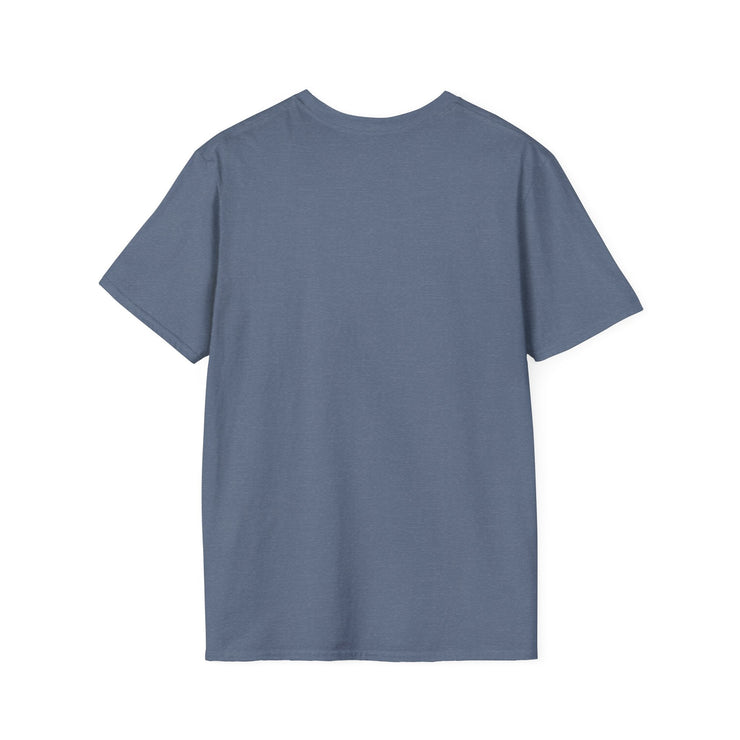 Unisex Softstyle T-Shirt in blue, back view, showcases classic fit and soft fabric.