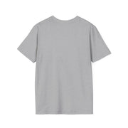 Unisex Softstyle T-Shirt in gray, blank back view, ideal for showcasing motivational designs.