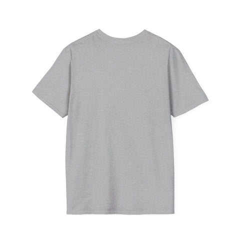 Unisex Softstyle T-Shirt in gray, blank back view, ideal for showcasing motivational designs.