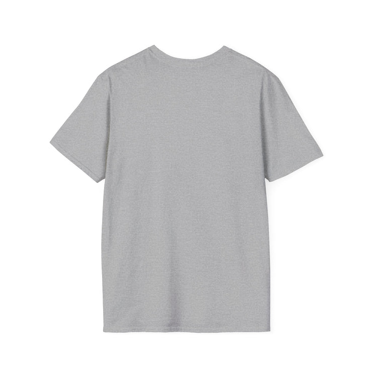 Unisex Softstyle T-Shirt in gray, blank back view, ideal for showcasing motivational designs.