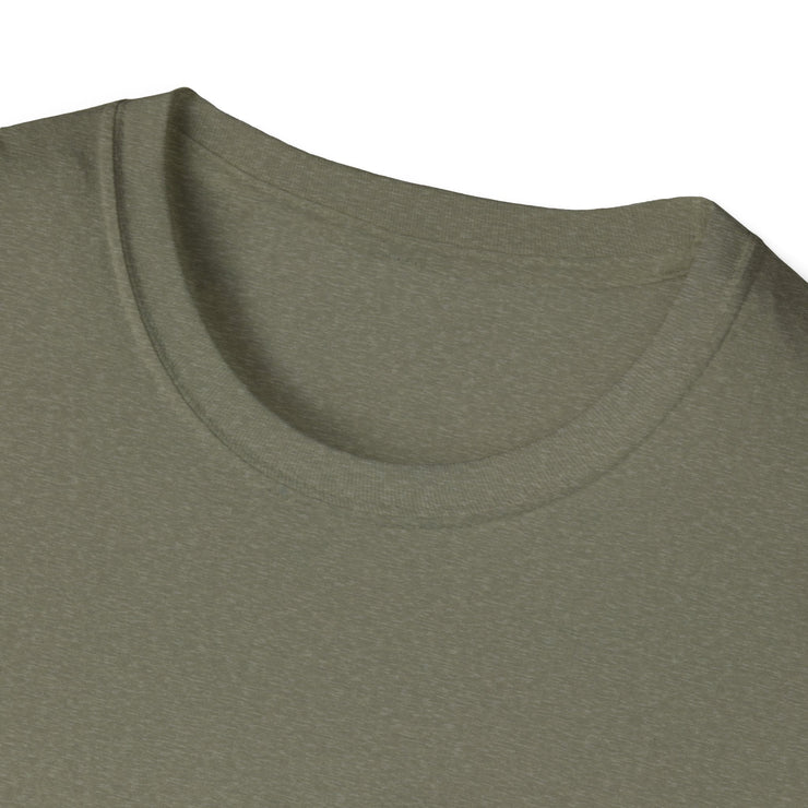 Unisex Softstyle T-Shirt in green with crew neckline and soft fabric.