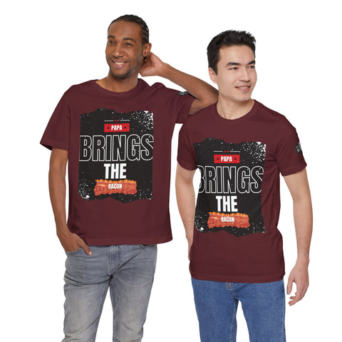 Funny Dad Joke Short Sleeve Tee, Papa Brings the Bacon