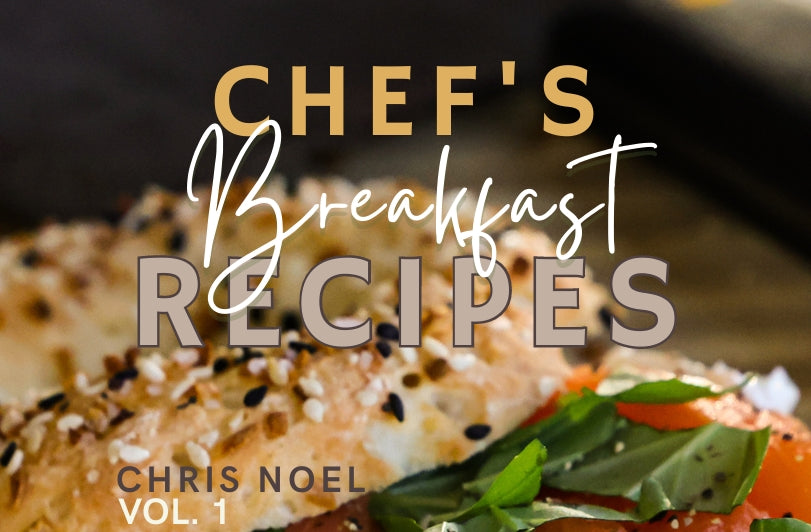 Chef Chris' Ultimate Breakfast Recipes eBook cover with appetizing breakfast sandwich.