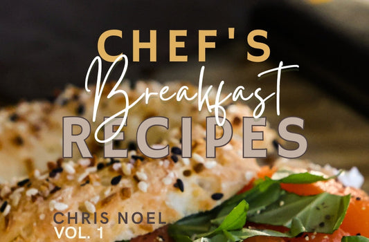 Chef Chris' Ultimate Breakfast Recipes eBook cover with appetizing breakfast sandwich.